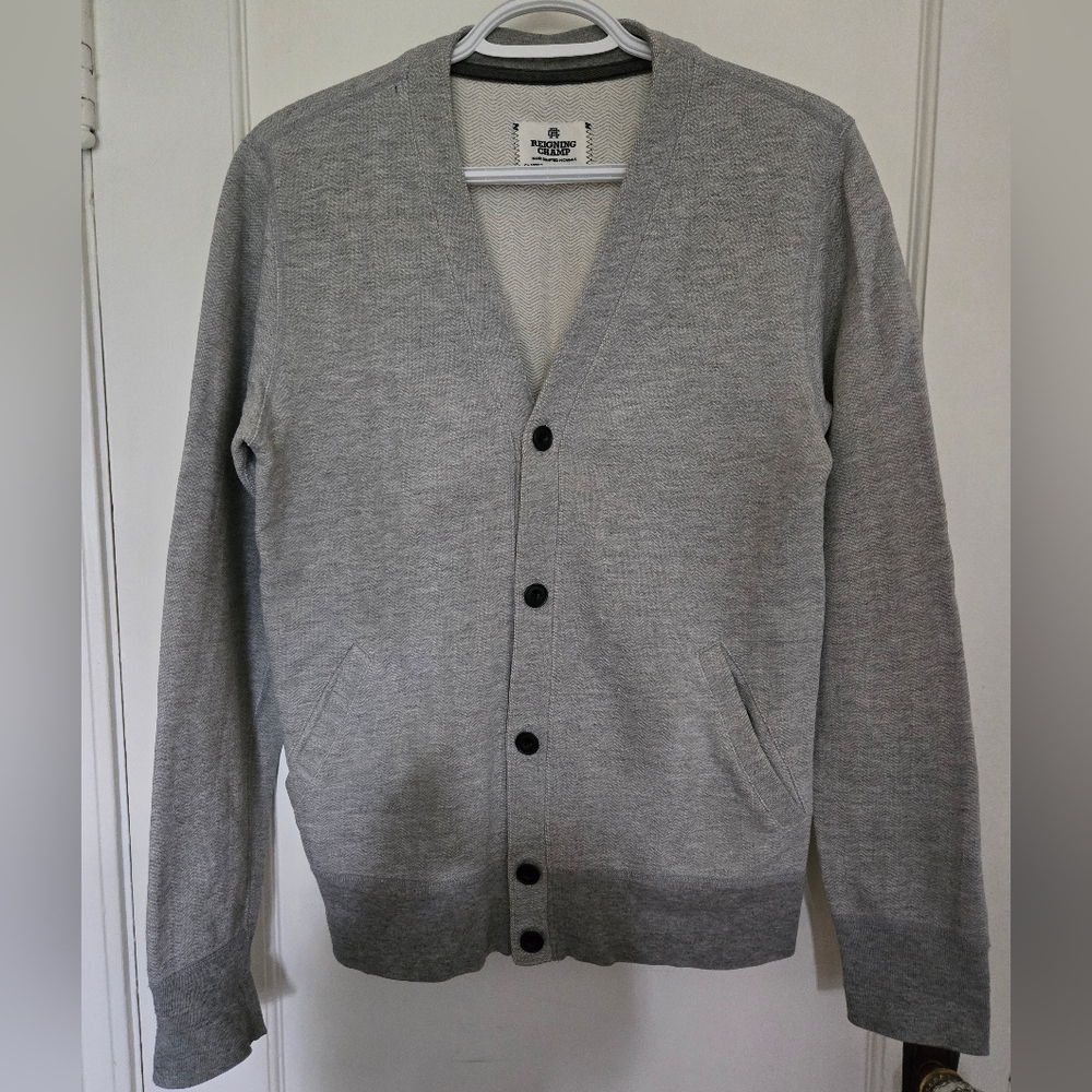 Reigning Champ Men's Heather Gray Cardigan Sweater